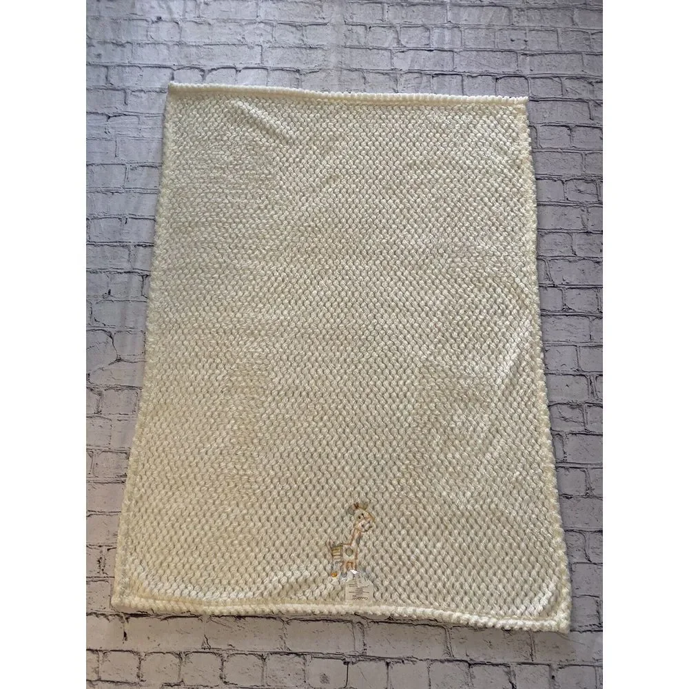 Vintage NoJo Cuddle Me Baby‎ Blanket Cream Orange Giraffe Embossed Soft 30 X 40